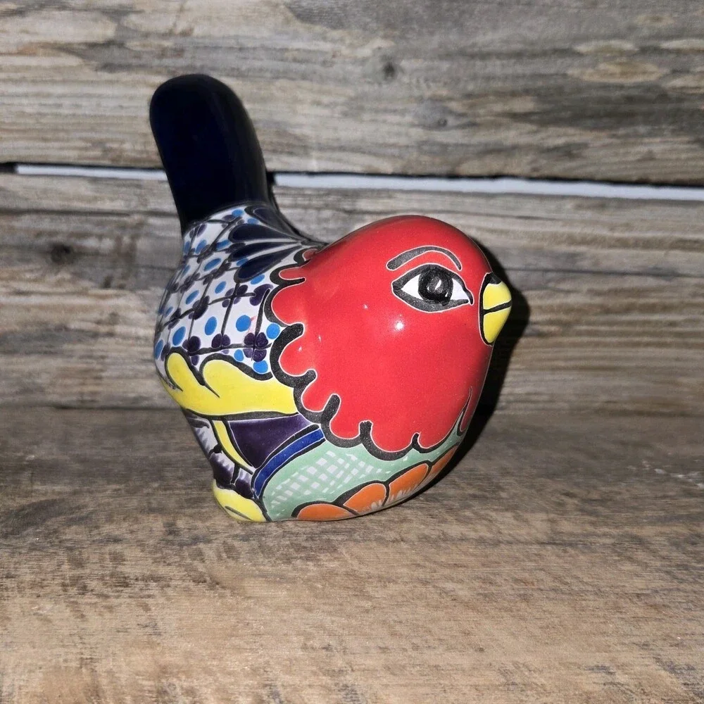 Talavera Bird Mexican Pottery Art Home Decor Hand Painted 5.5 x 4 X 6 Inches